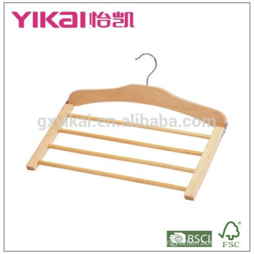 2015space saving trousers totally wooden hanger with 4tiers of round bar